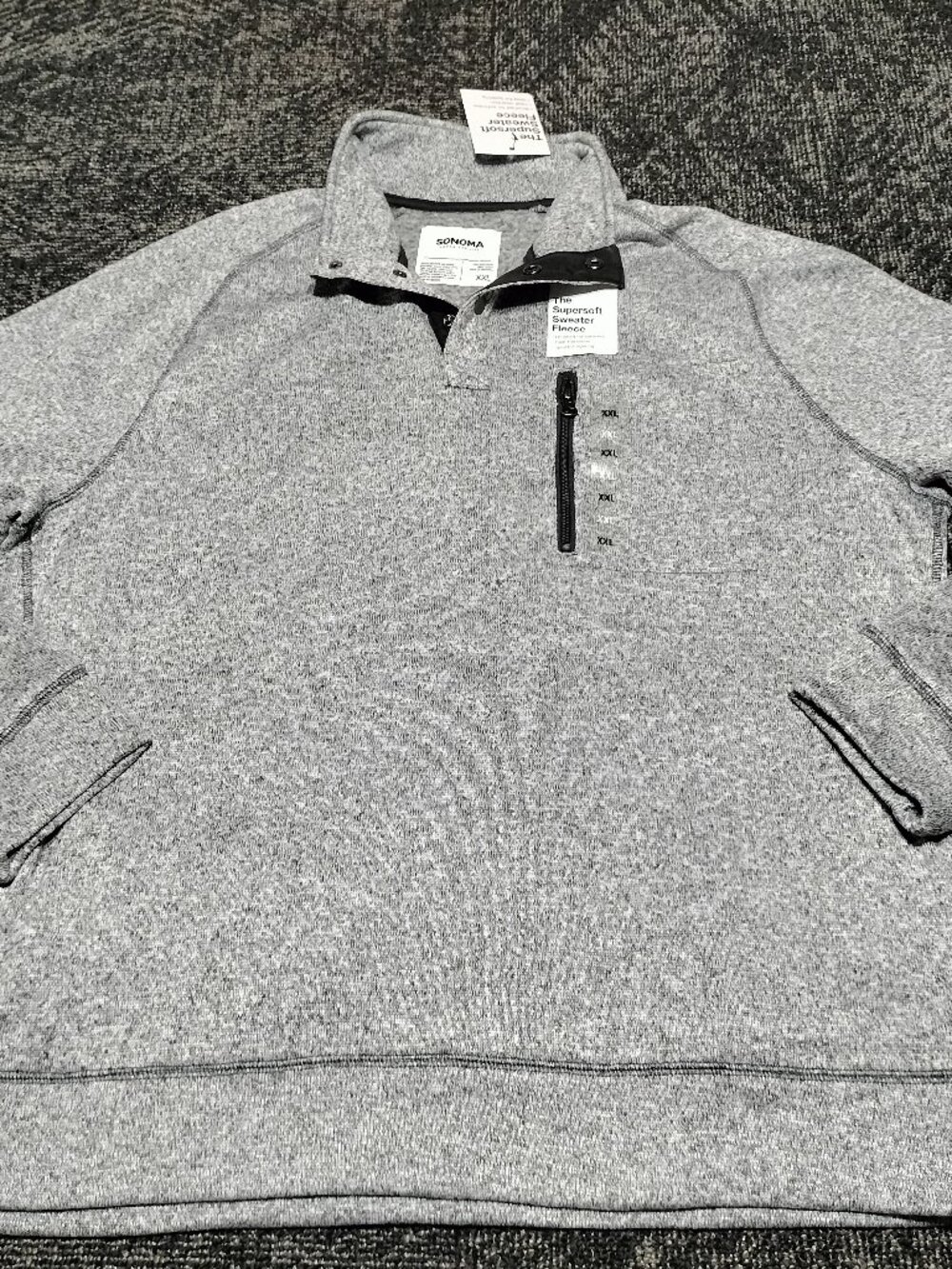 Sonoma Goods Men's XXL Supersoft Mockneck Fleece Pullover Sweater Iron Gray NEW